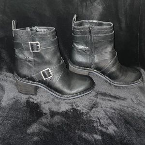 Black faux leather combat boots NWOT in great condition